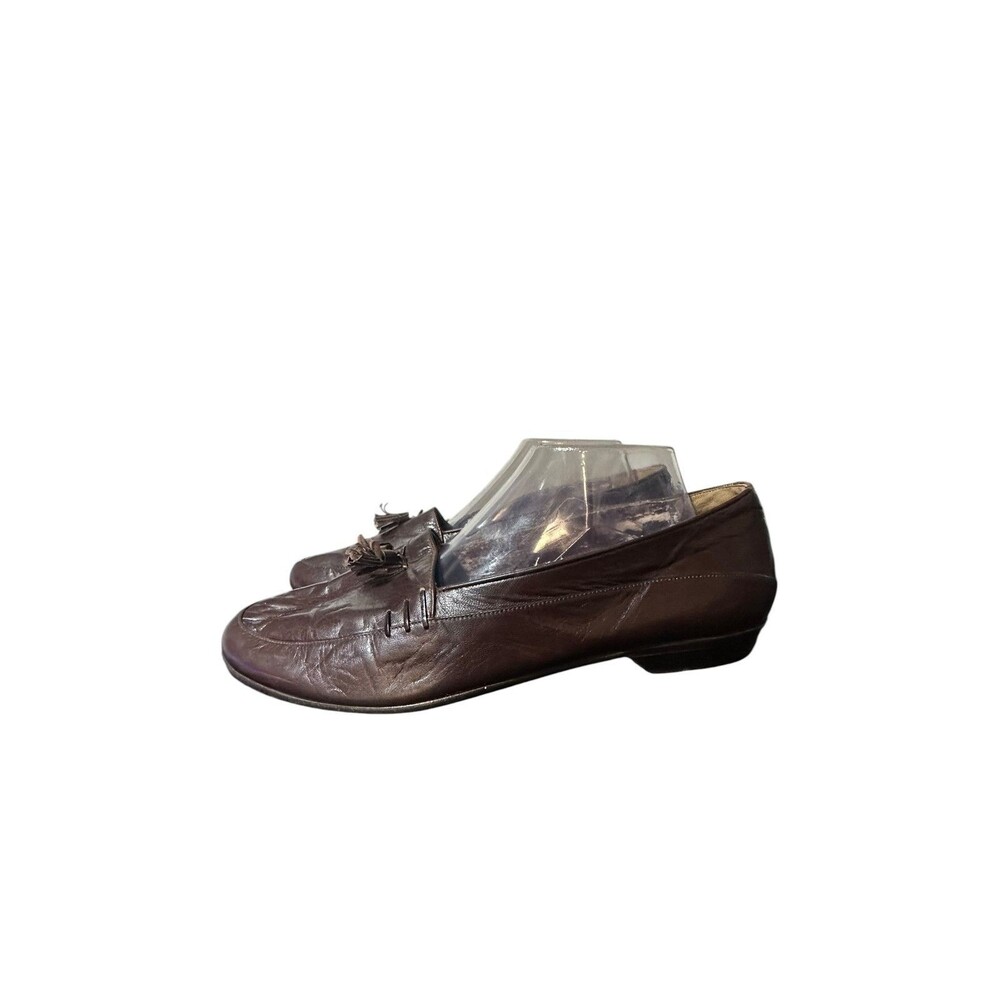 Vintage Romano Martegani Brown Leather Dress Slip On Loafers Tassel Sz 10 D